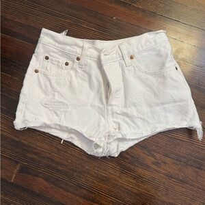 Levis 501 White Denim Shorts